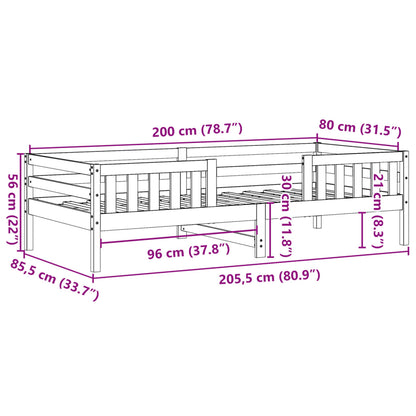 Bedframe massief grenenhout 80x200 cm