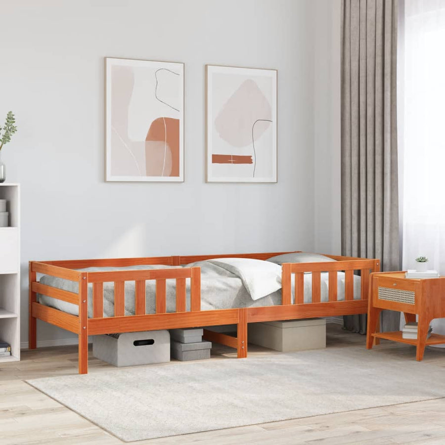 Bedframe massief grenenhout wasbruin 80x200 cm