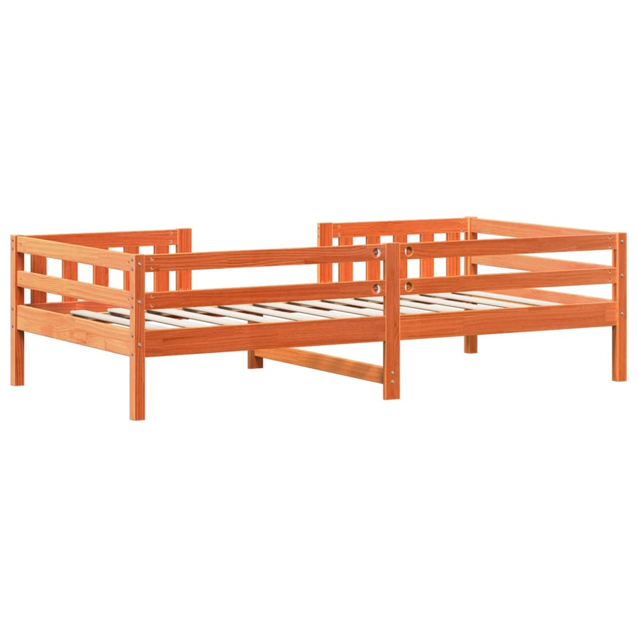 Bedframe massief grenenhout wasbruin 80x200 cm
