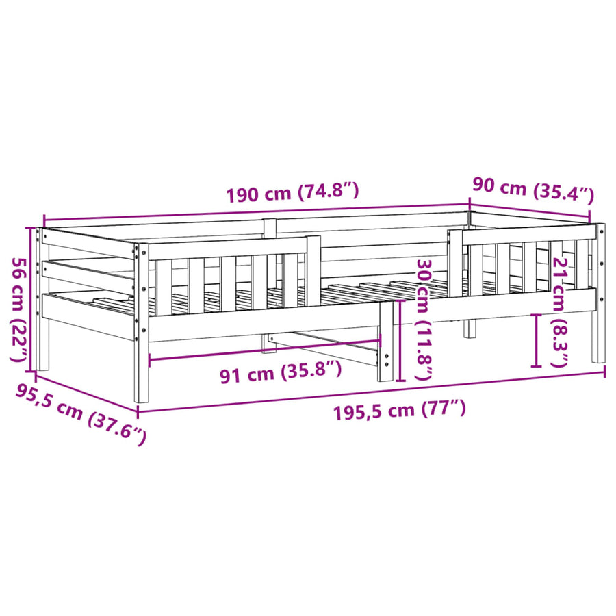 Bedframe 90x190 cm massief grenenhout