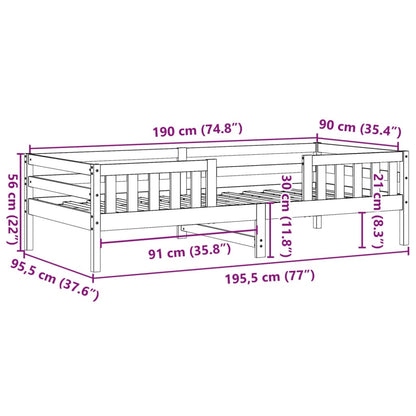 Bedframe 90x190 cm massief grenenhout wit