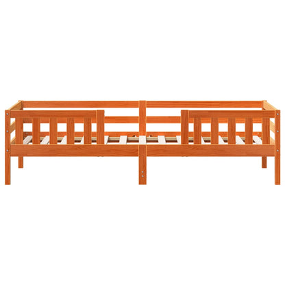 Bedframe massief grenenhout wasbruin 90x190 cm