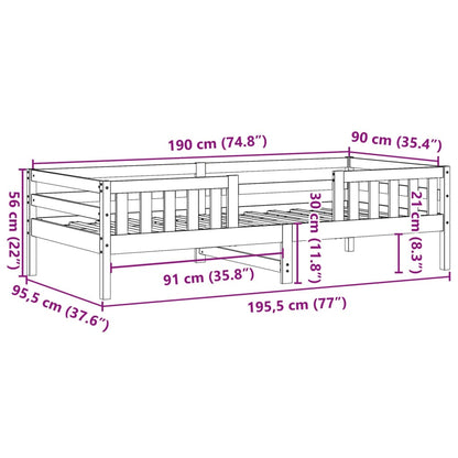 Bedframe massief grenenhout wasbruin 90x190 cm