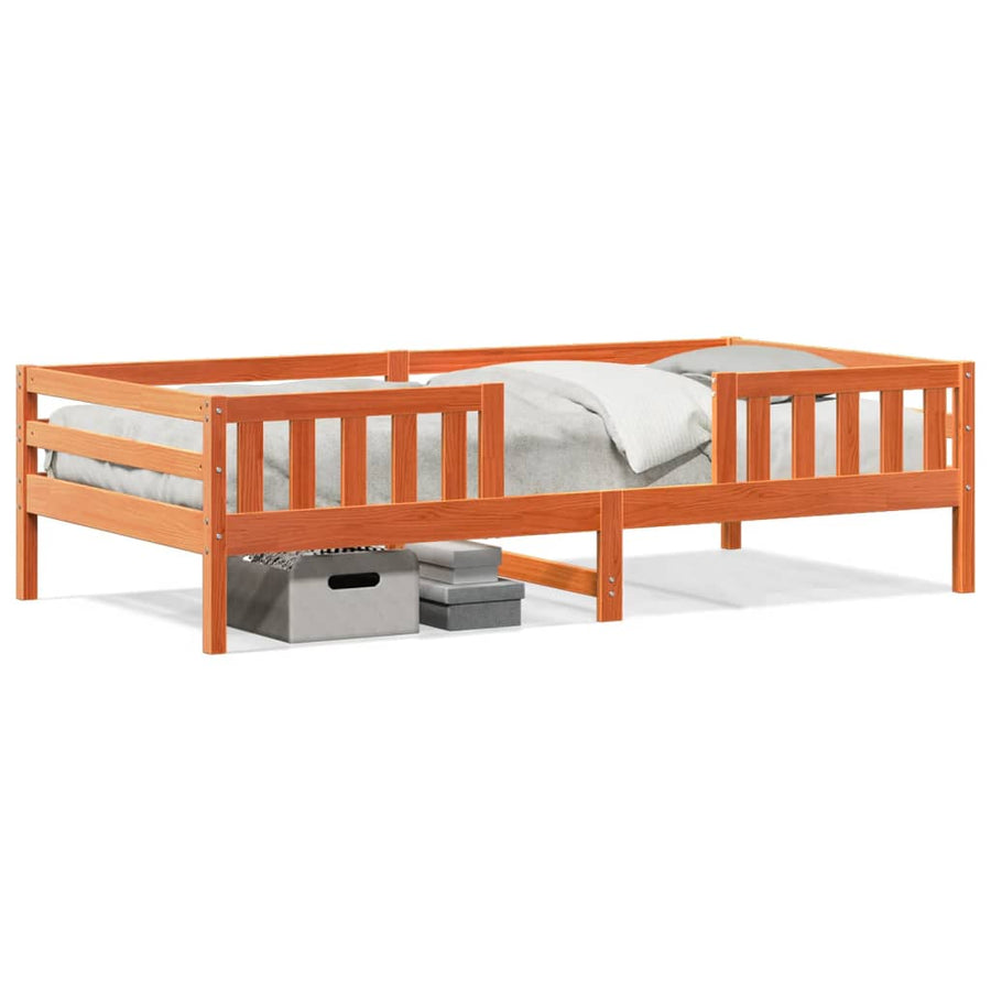 Bedframe massief grenenhout wasbruin 90x190 cm