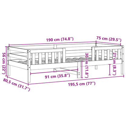 Bedframe massief grenenhout 75x190 cm