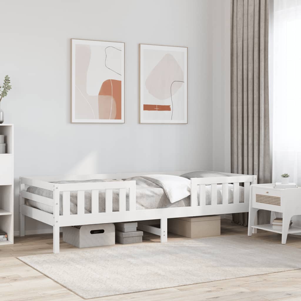 Bedframe massief grenenhout wit 75x190 cm