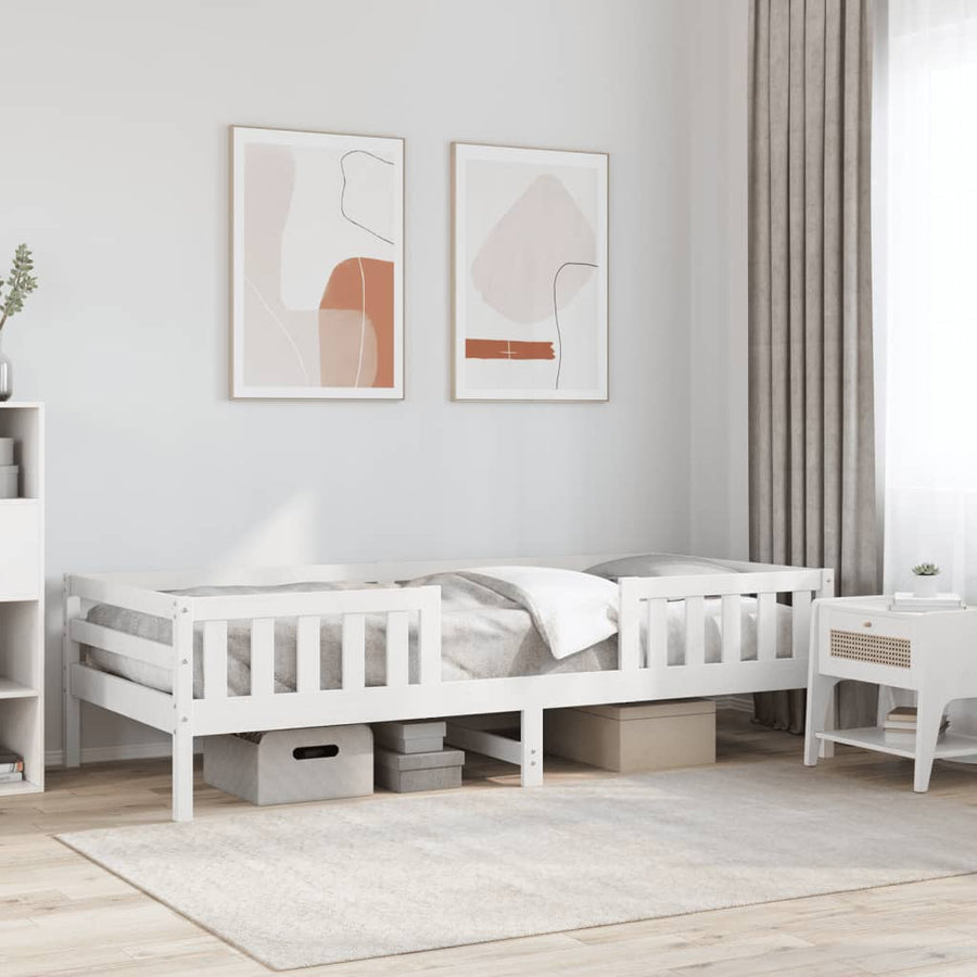 Bedframe massief grenenhout wit 75x190 cm