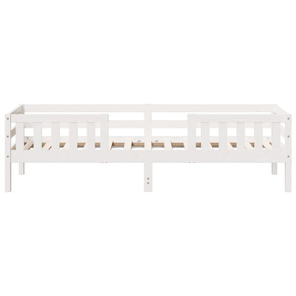 Bedframe massief grenenhout wit 75x190 cm