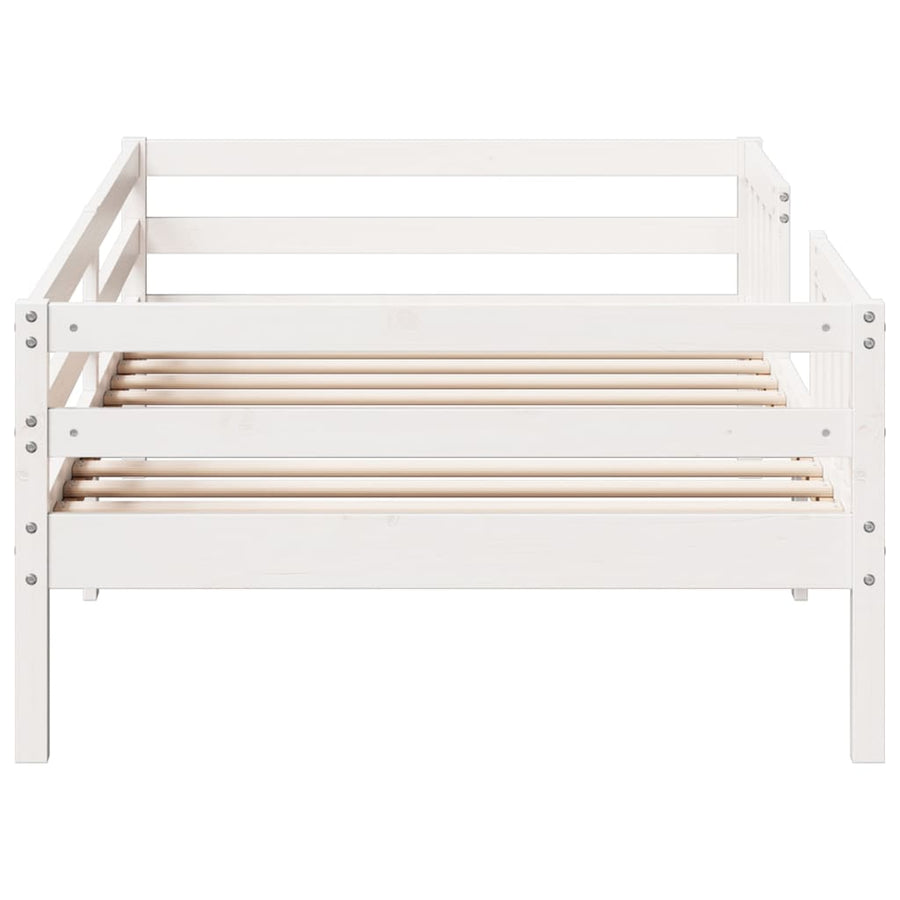 Bedframe massief grenenhout wit 75x190 cm