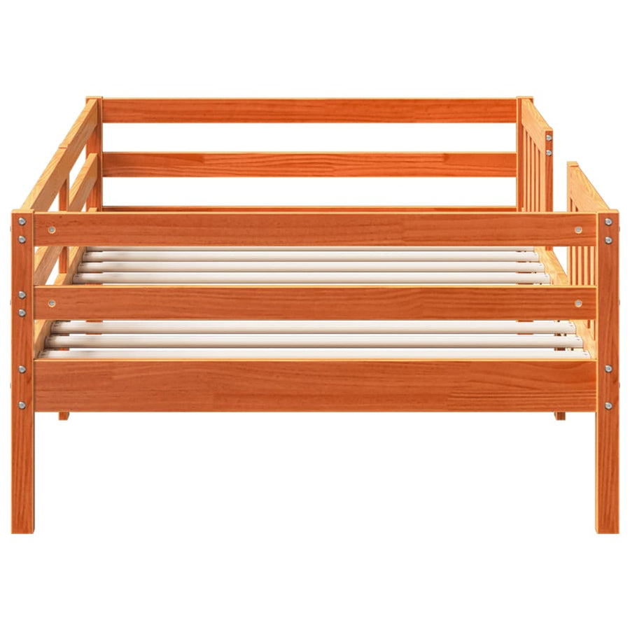 Bedframe massief grenenhout wasbruin 75x190 cm