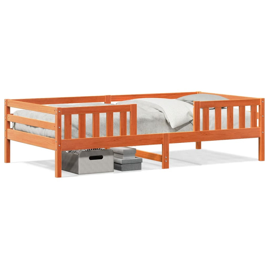 Bedframe massief grenenhout wasbruin 75x190 cm