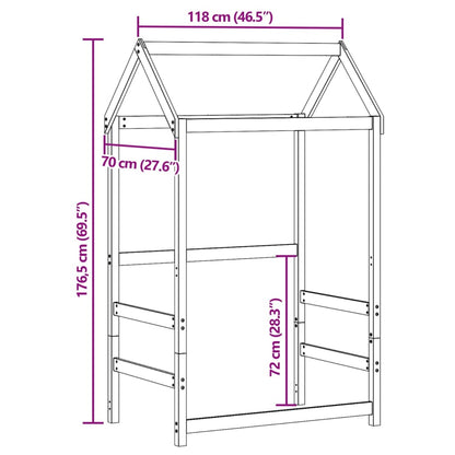 Kinderbedhuisje 118x70x176,5 cm massief grenenhout wasbruin