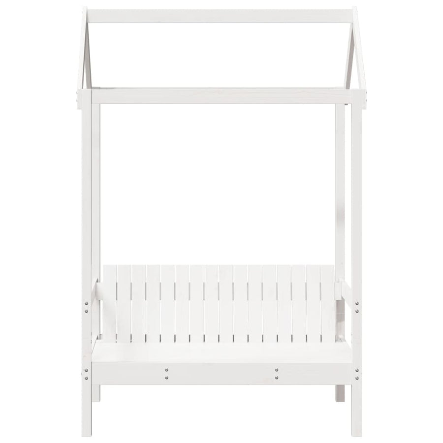 Bank met dak 117,5x70x176,5 cm massief grenenhout wit