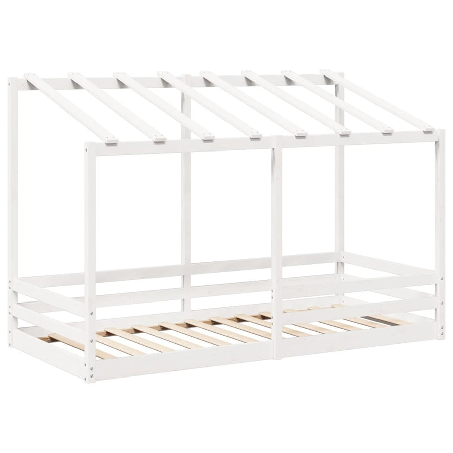 Kinderbed met bedhuis 100x200 cm massief grenenhout wit
