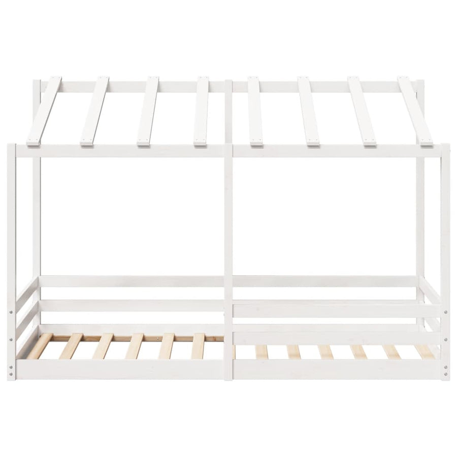 Kinderbed met bedhuis 100x200 cm massief grenenhout wit