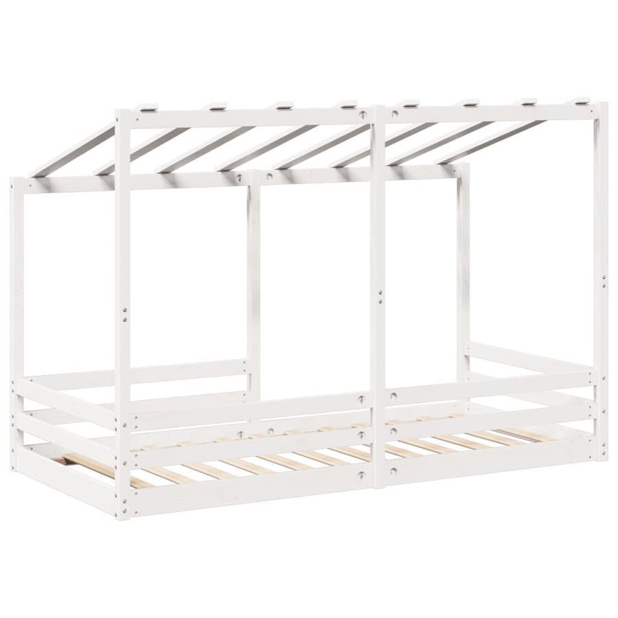 Kinderbed met bedhuis 100x200 cm massief grenenhout wit