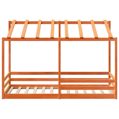 Kinderbed met bedhuis 100x200 cm massief grenenhout wasbruin