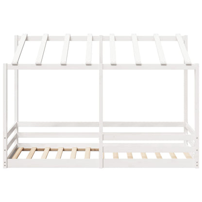 Kinderbed met bedhuis 90x200 cm massief grenenhout wit