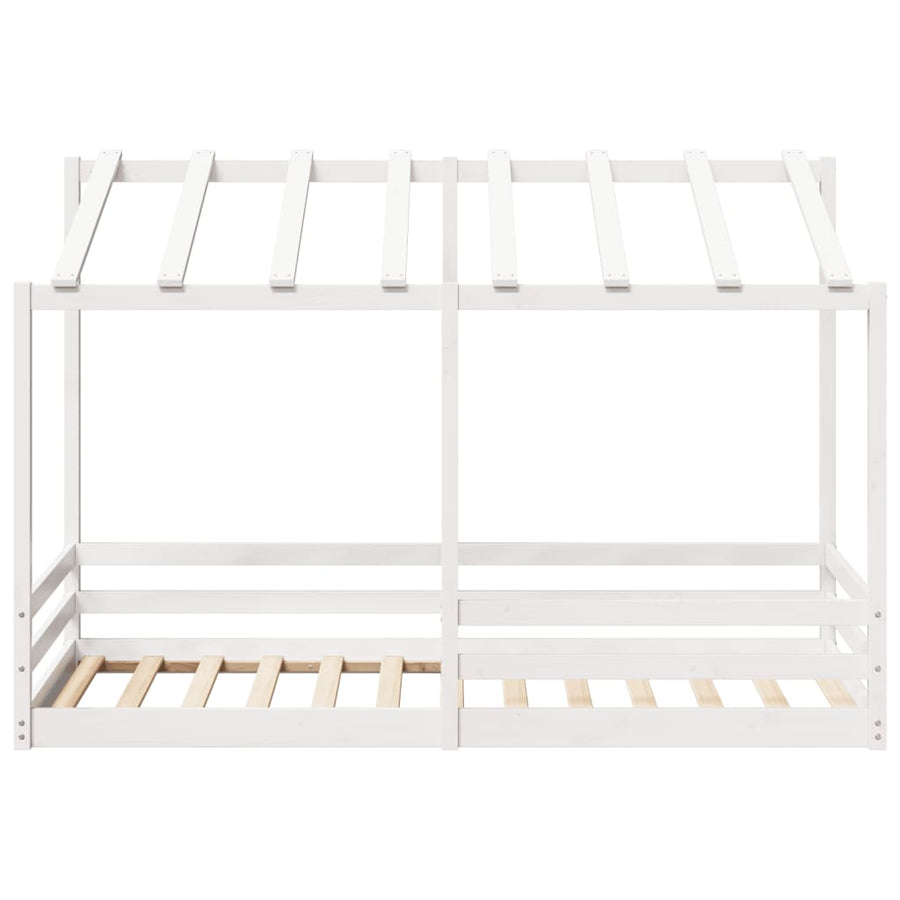Kinderbed met bedhuis 90x200 cm massief grenenhout wit