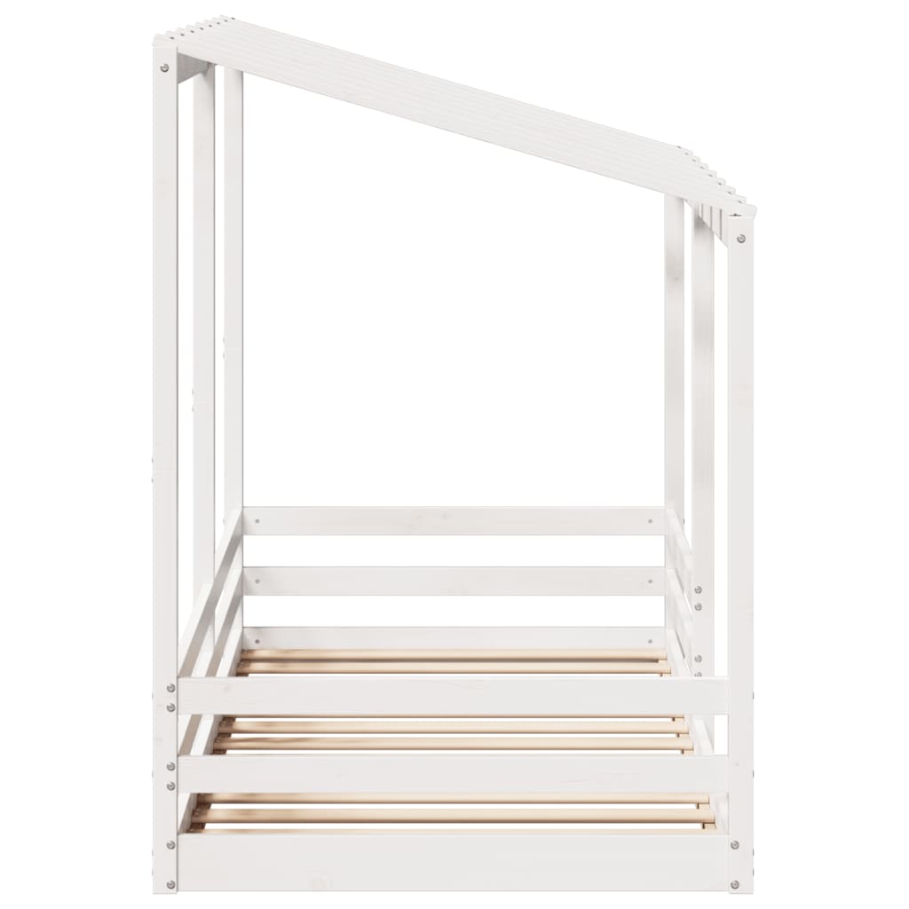 Kinderbed met bedhuis 90x200 cm massief grenenhout wit