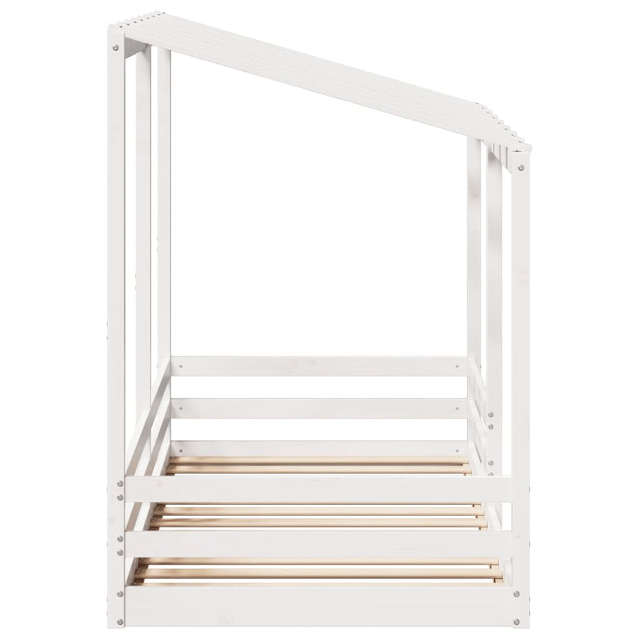 Kinderbed met bedhuis 90x200 cm massief grenenhout wit