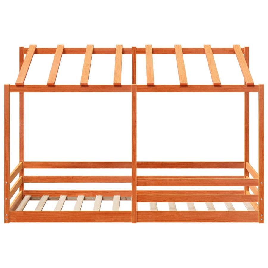 Kinderbed met bedhuis 80x200 cm massief grenenhout wasbruin