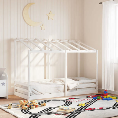 Kinderbed met bedhuis 90x190 cm massief grenenhout wit