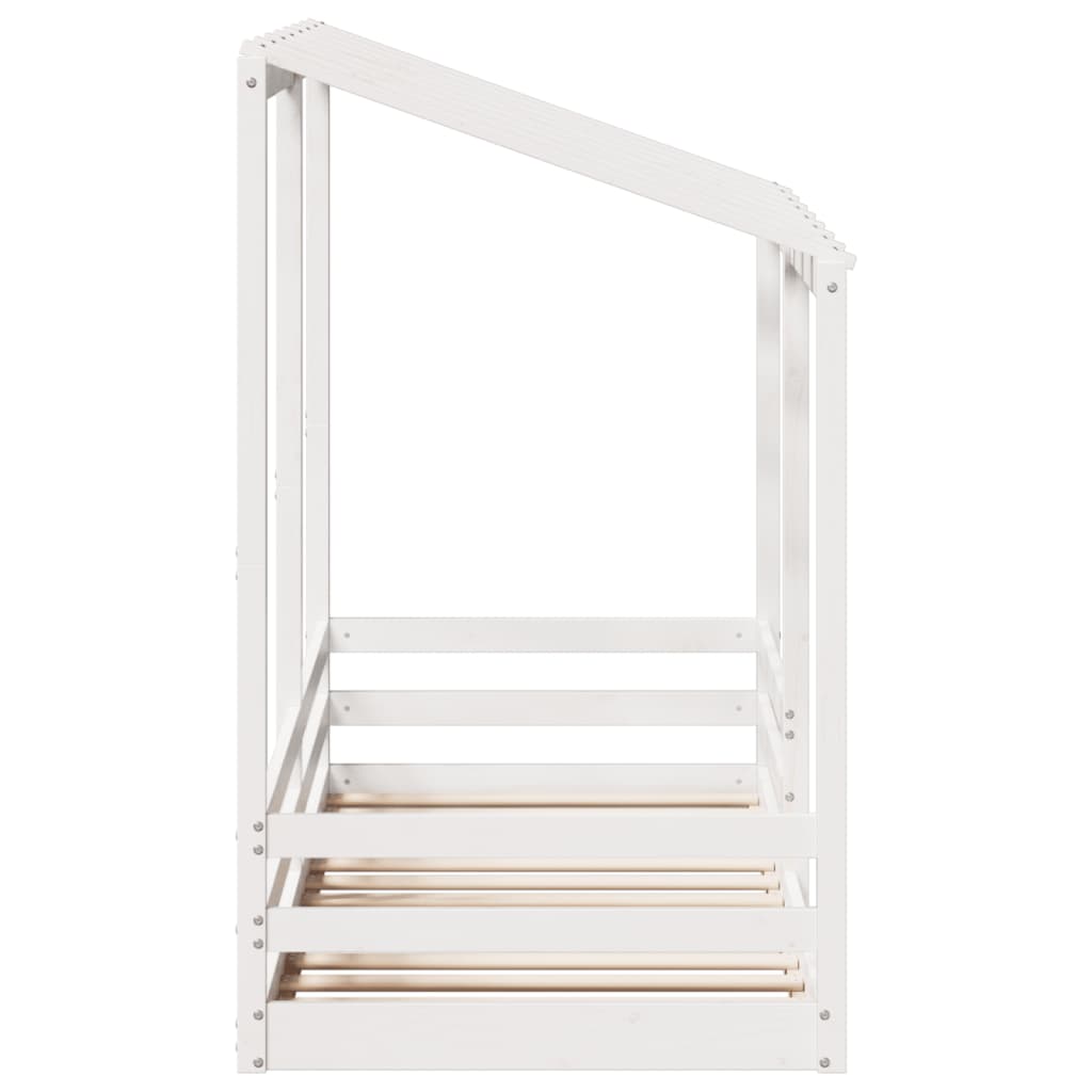 Kinderbed met bedhuis 90x190 cm massief grenenhout wit