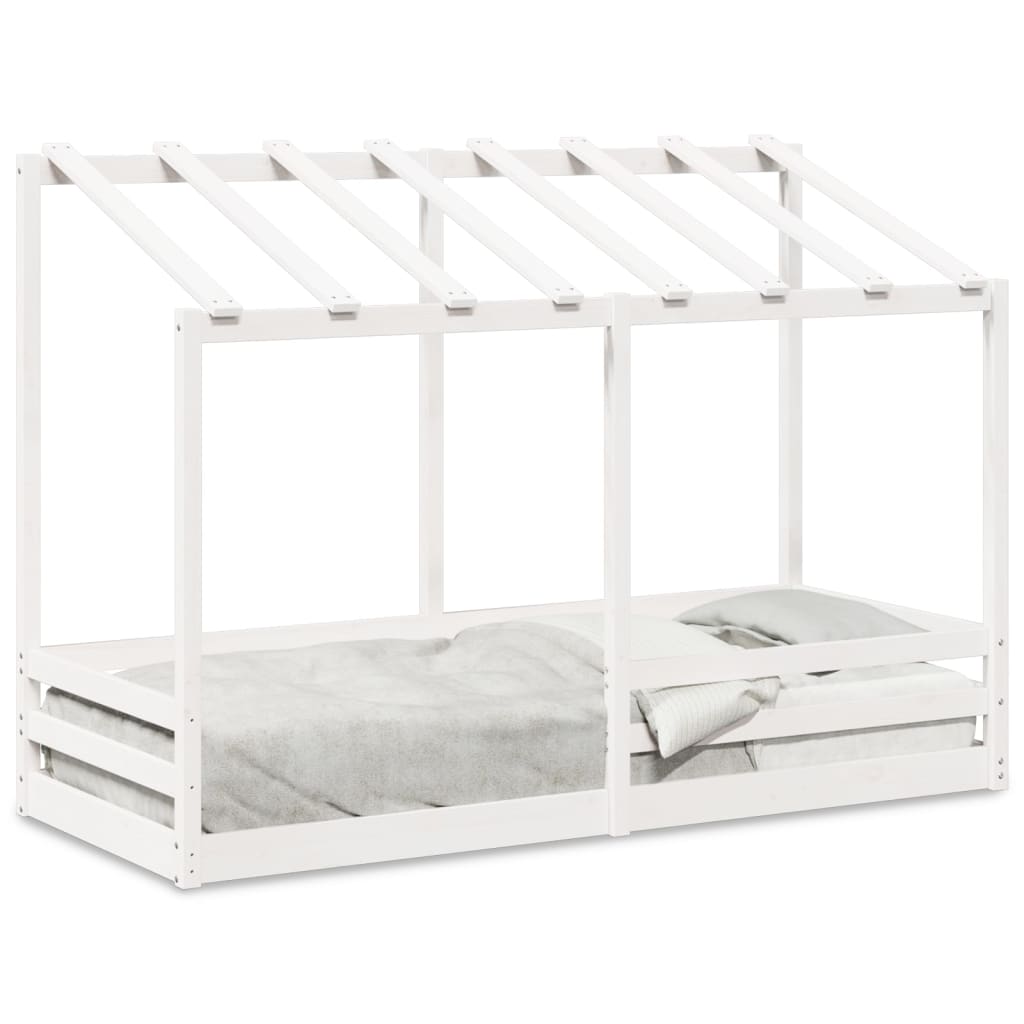 Kinderbed met bedhuis 90x190 cm massief grenenhout wit