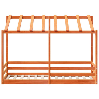 Kinderbed met bedhuis 90x190 cm massief grenenhout wasbruin