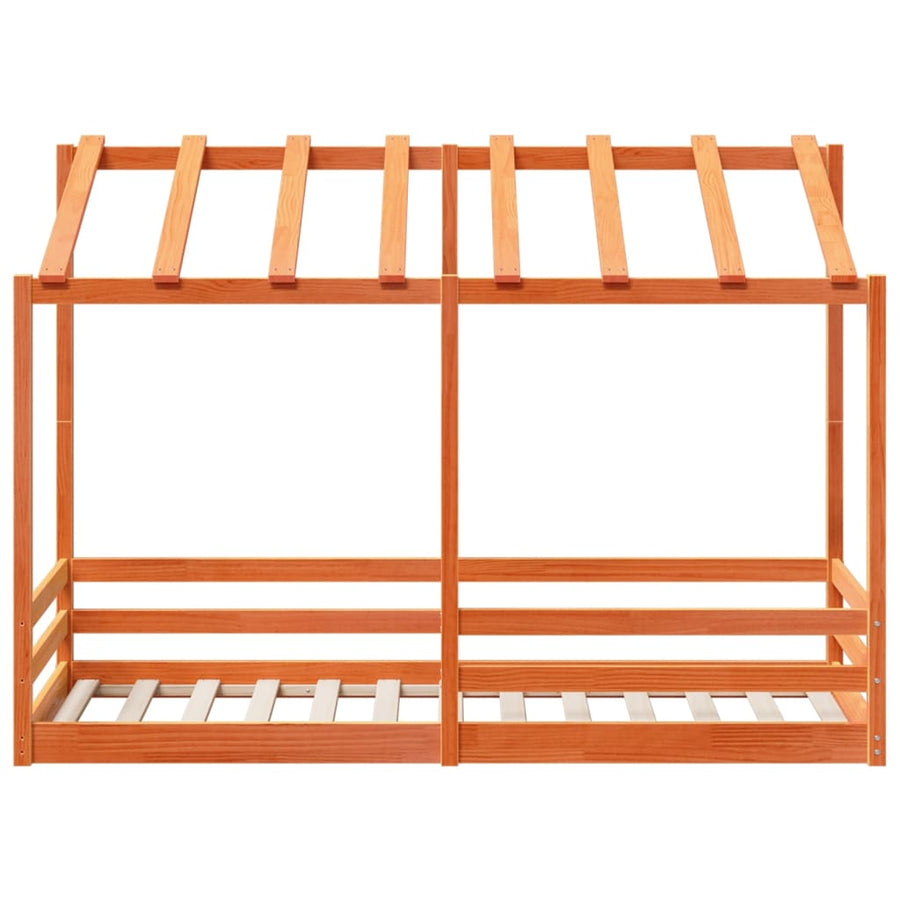 Kinderbed met bedhuis 90x190 cm massief grenenhout wasbruin