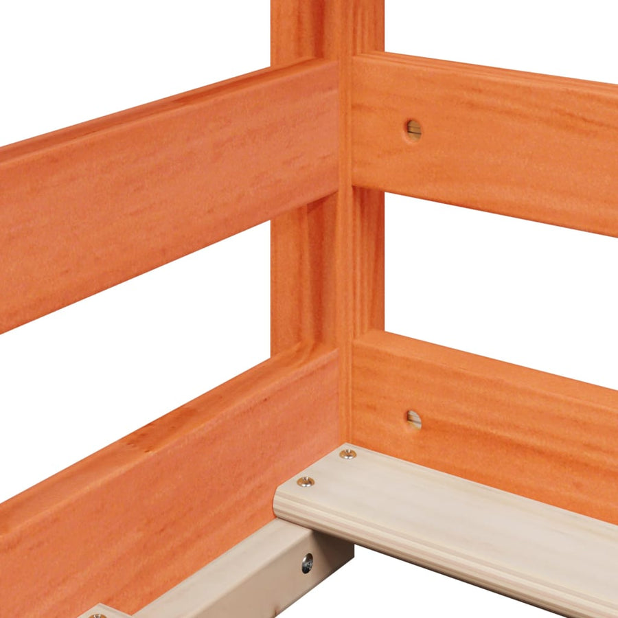 Kinderbed met bedhuis 90x190 cm massief grenenhout wasbruin