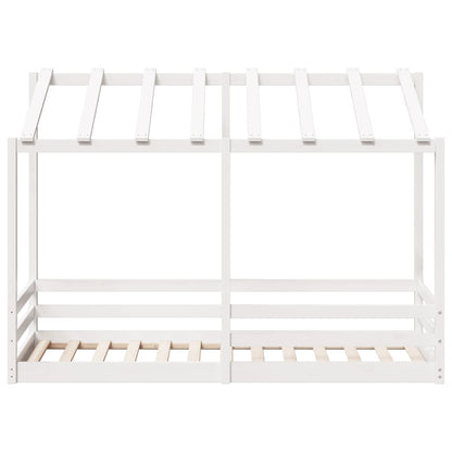 Kinderbed met bedhuis 75x190 cm massief grenenhout wit