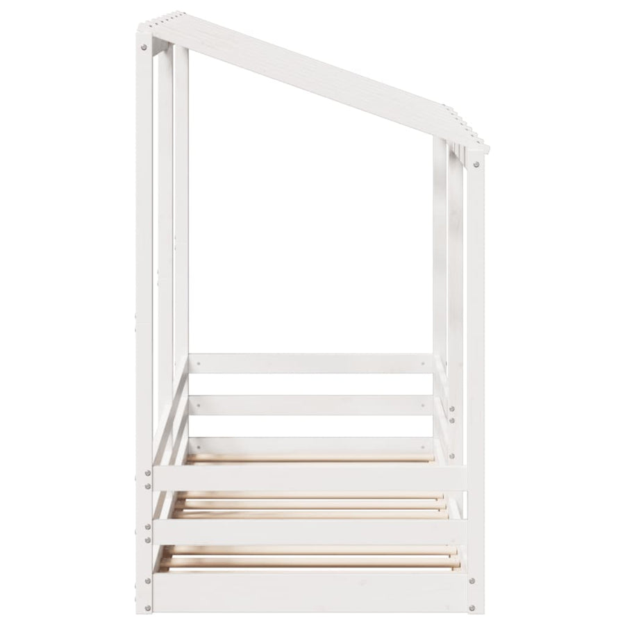 Kinderbed met bedhuis 75x190 cm massief grenenhout wit