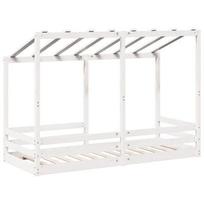 Kinderbed met bedhuis 75x190 cm massief grenenhout wit