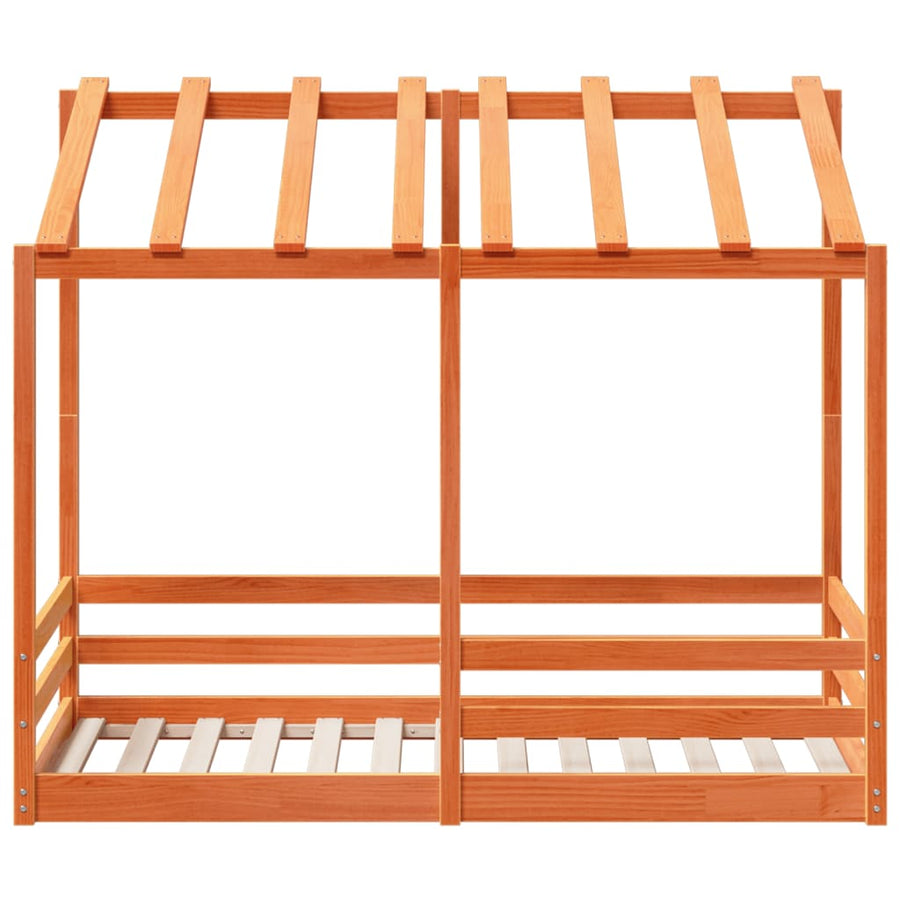 Kinderbed met bedhuis 80x160 cm massief grenenhout wasbruin