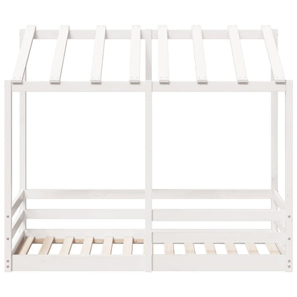 Kinderbed met bedhuis 70x140 cm massief grenenhout wit