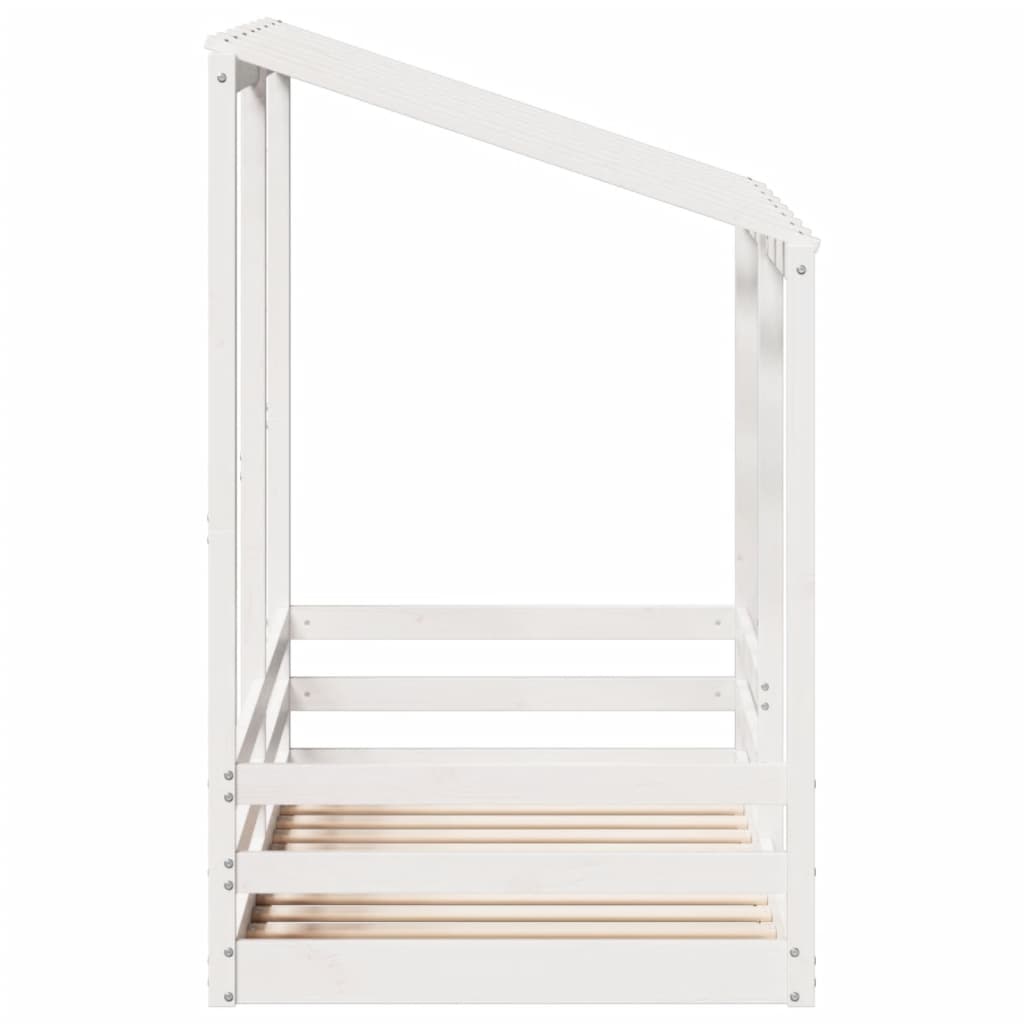 Kinderbed met bedhuis 70x140 cm massief grenenhout wit