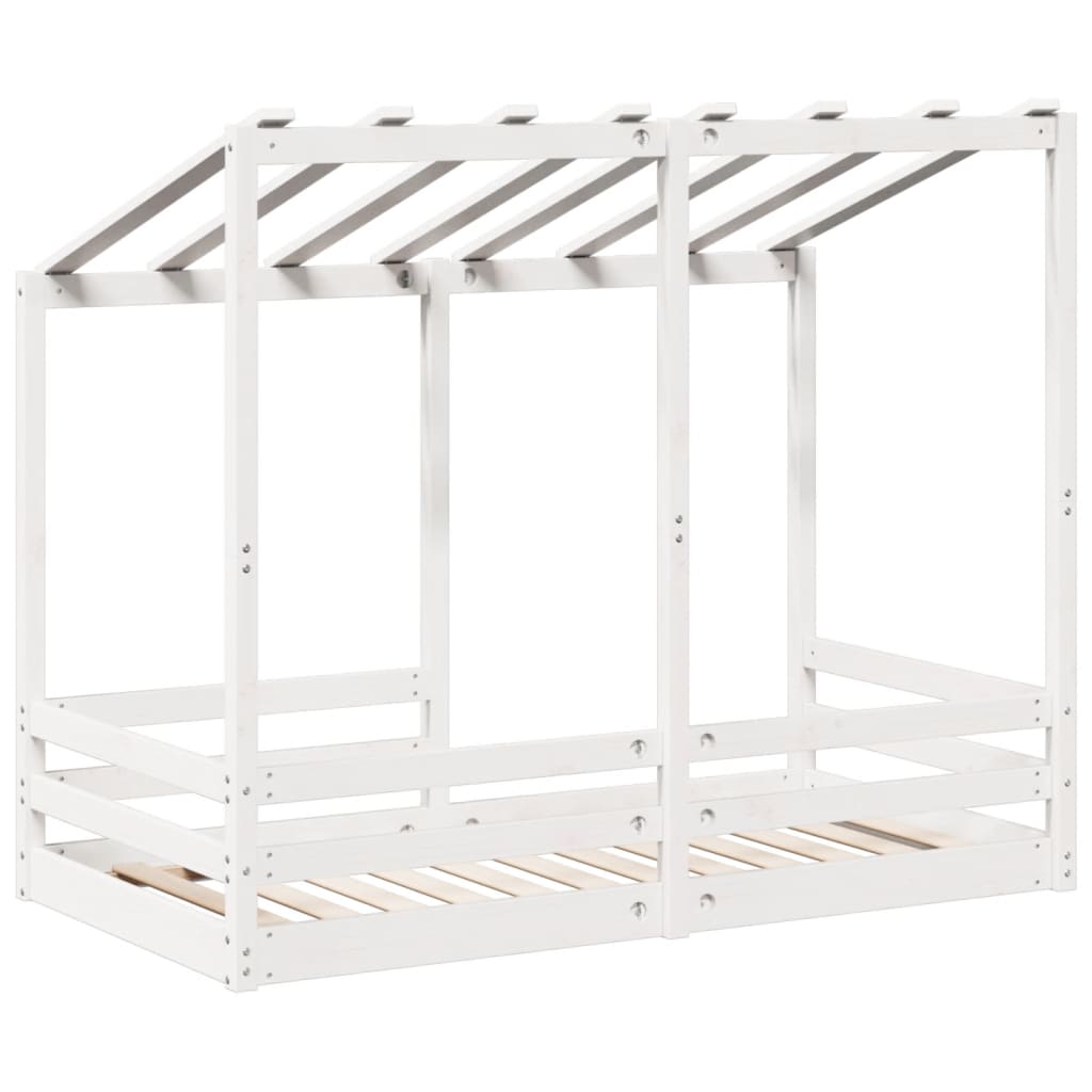 Kinderbed met bedhuis 70x140 cm massief grenenhout wit