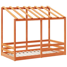 Kinderbed met bedhuis 70x140 cm massief grenenhout wasbruin