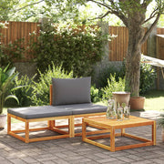 Loungeset acaciahout 3-delig met kussens