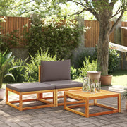 Loungeset 3-delig acaciahout met kussens