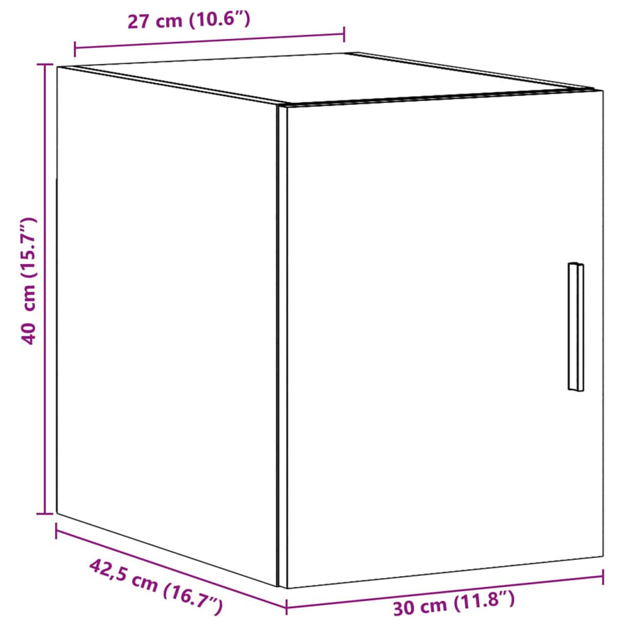 Wandkast 30x42,5x40 cm bewerkt hout betongrijs