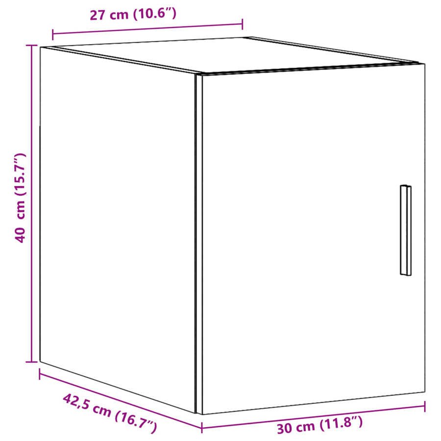 Wandkast 30x42,5x40 cm bewerkt hout gerookt eikenkleurig
