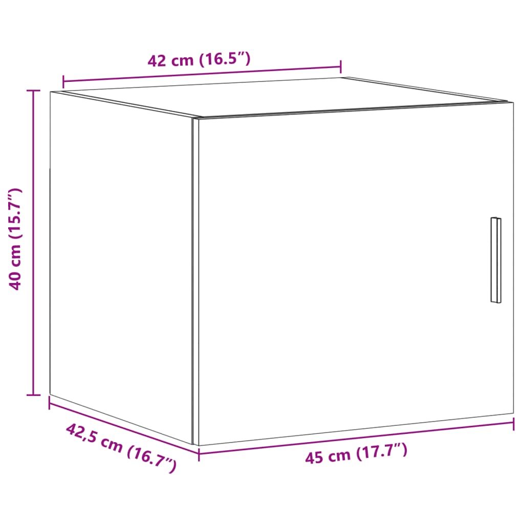 Wandkast 45x42,5x40 cm bewerkt hout grijs sonoma eikenkleurig