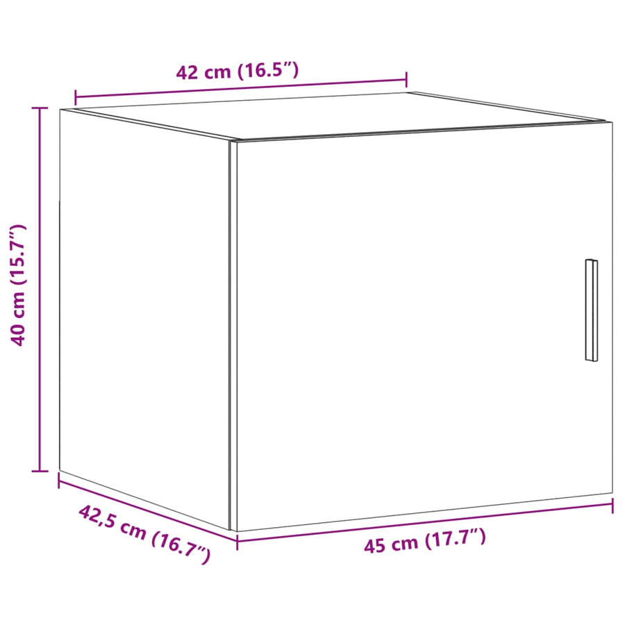 Wandkast 45x42,5x40 cm bewerkt hout grijs sonoma eikenkleurig