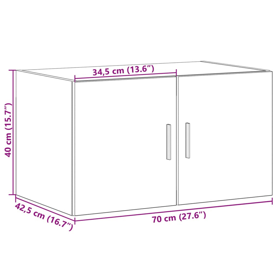 Wandkast 70x42,5x40 cm bewerkt hout sonoma eikenkleurig