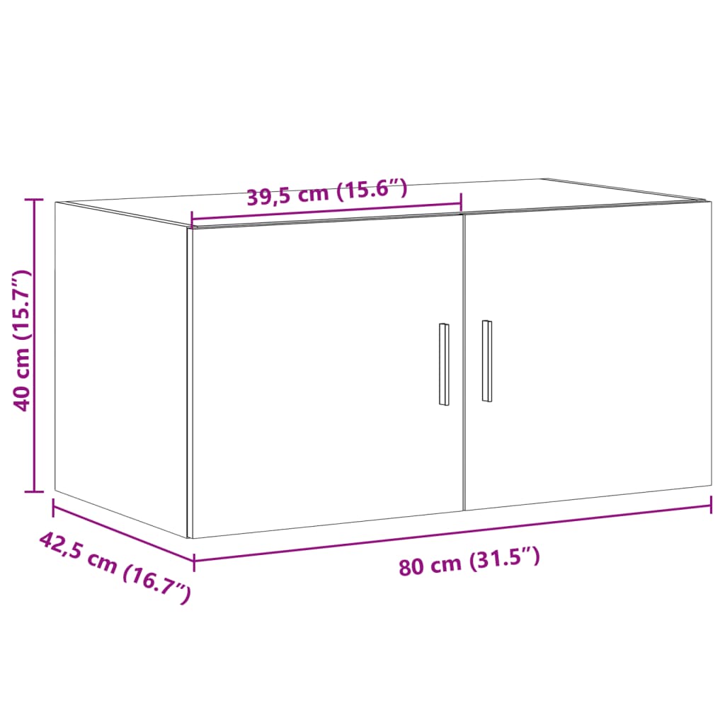 Wandkast 80X42,5X40 Cm Bewerkt Hout Wit