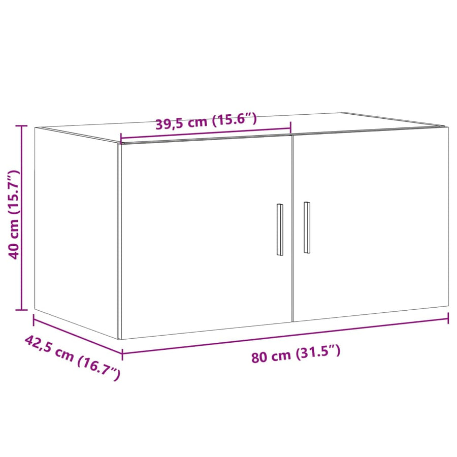 Wandkast 80X42,5X40 Cm Bewerkt Hout Betongrijs