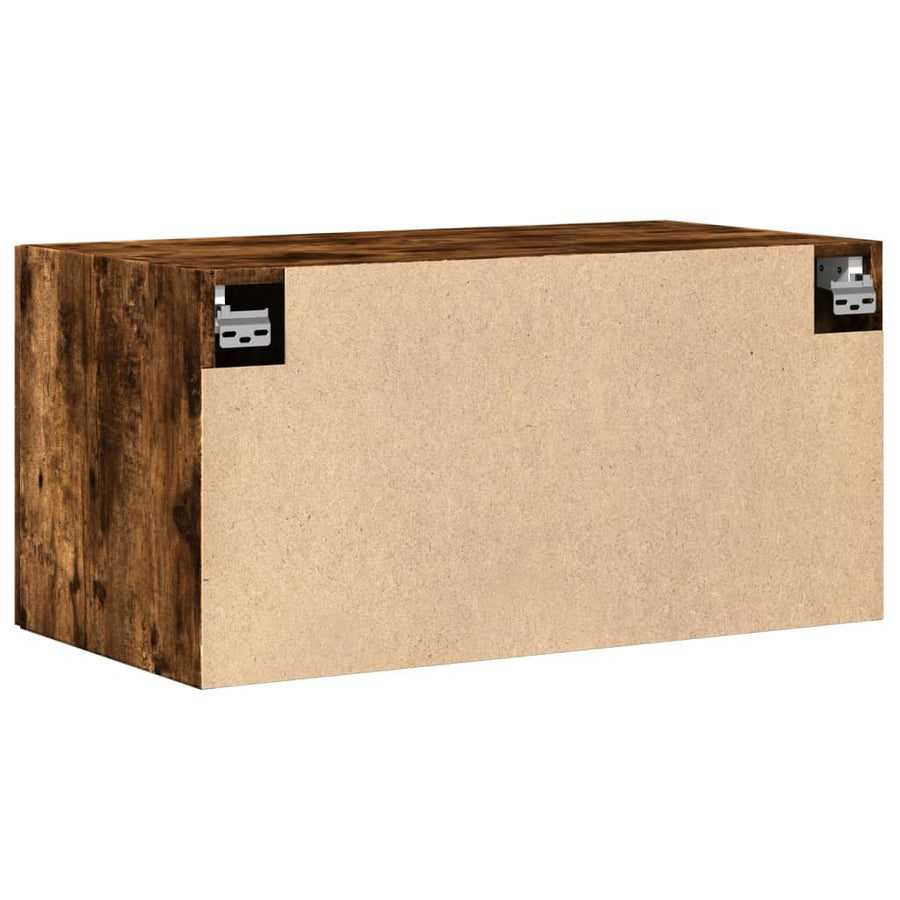 Wandkast 80X42,5X40 Cm Bewerkt Hout Kleurig Gerookt eiken